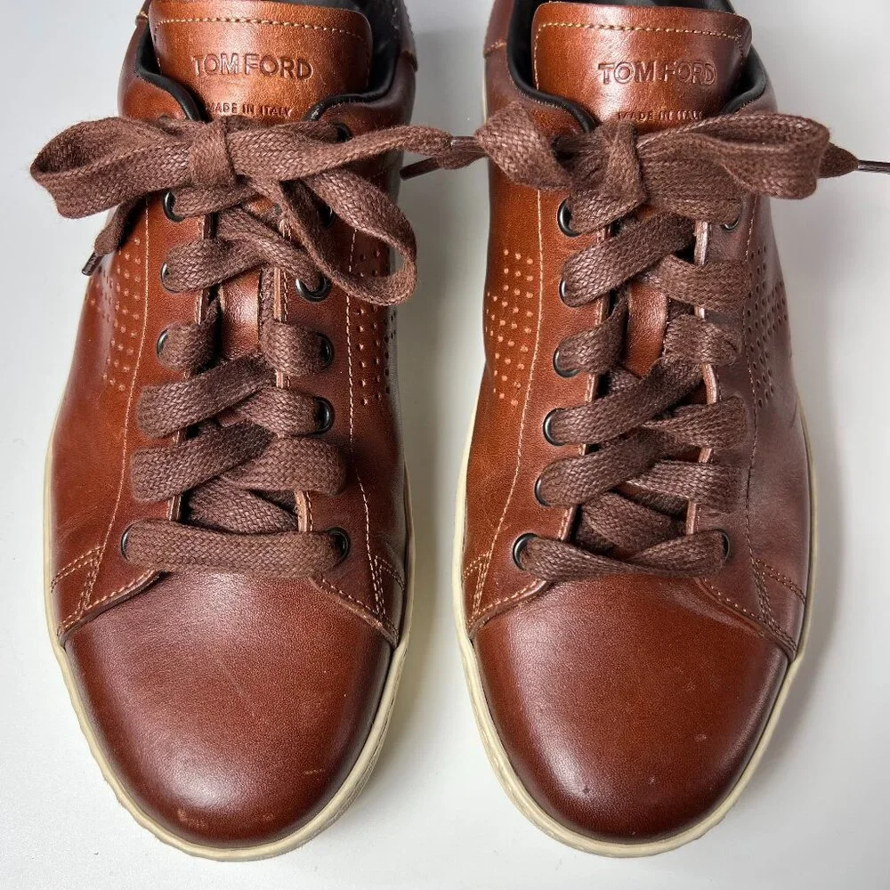 TOM FORD Men's Brown Leather Warwick Sneakers 7